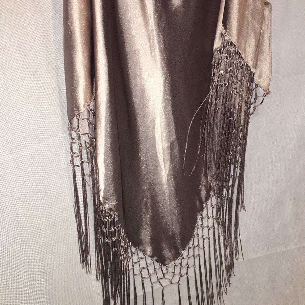 Jones New York Satin Fringe Wrap in Taupe